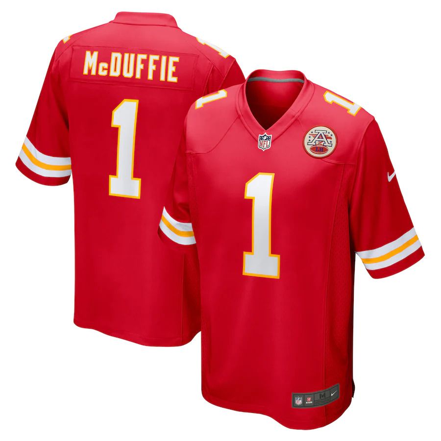 Men Kansas City Chiefs 1 Trent McDuffie Nike Red 2022 NFL Draft First Round Pick Game Jersey